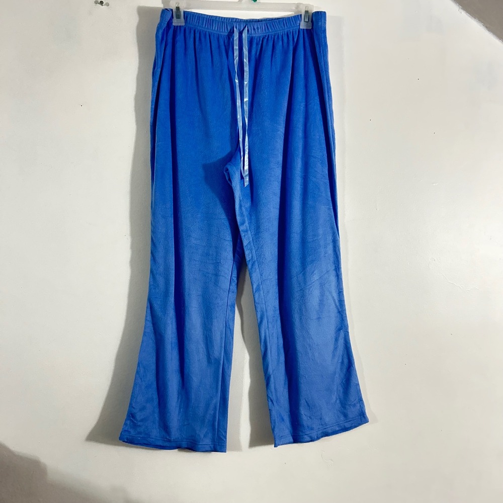 Croft &‎ Barrow Pajama Pants Womens XXL Blue Faux Fur Plush Wide Leg